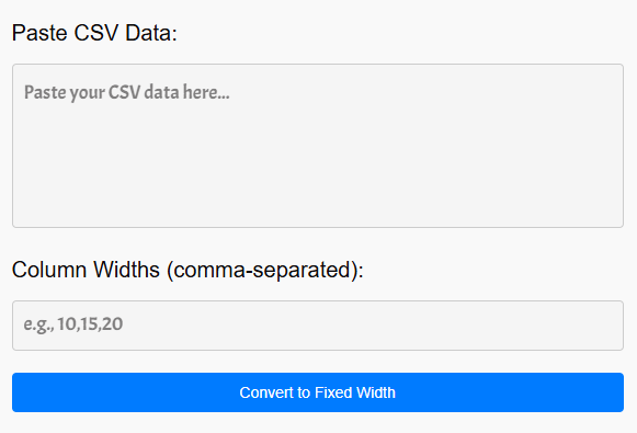 Convert CSV to Fixed Width or ASCII Table