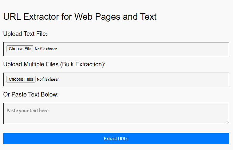 URL Extractor For Web Pages and Text