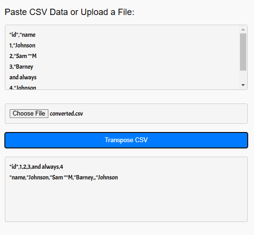 Transpose CSV Tool Online
